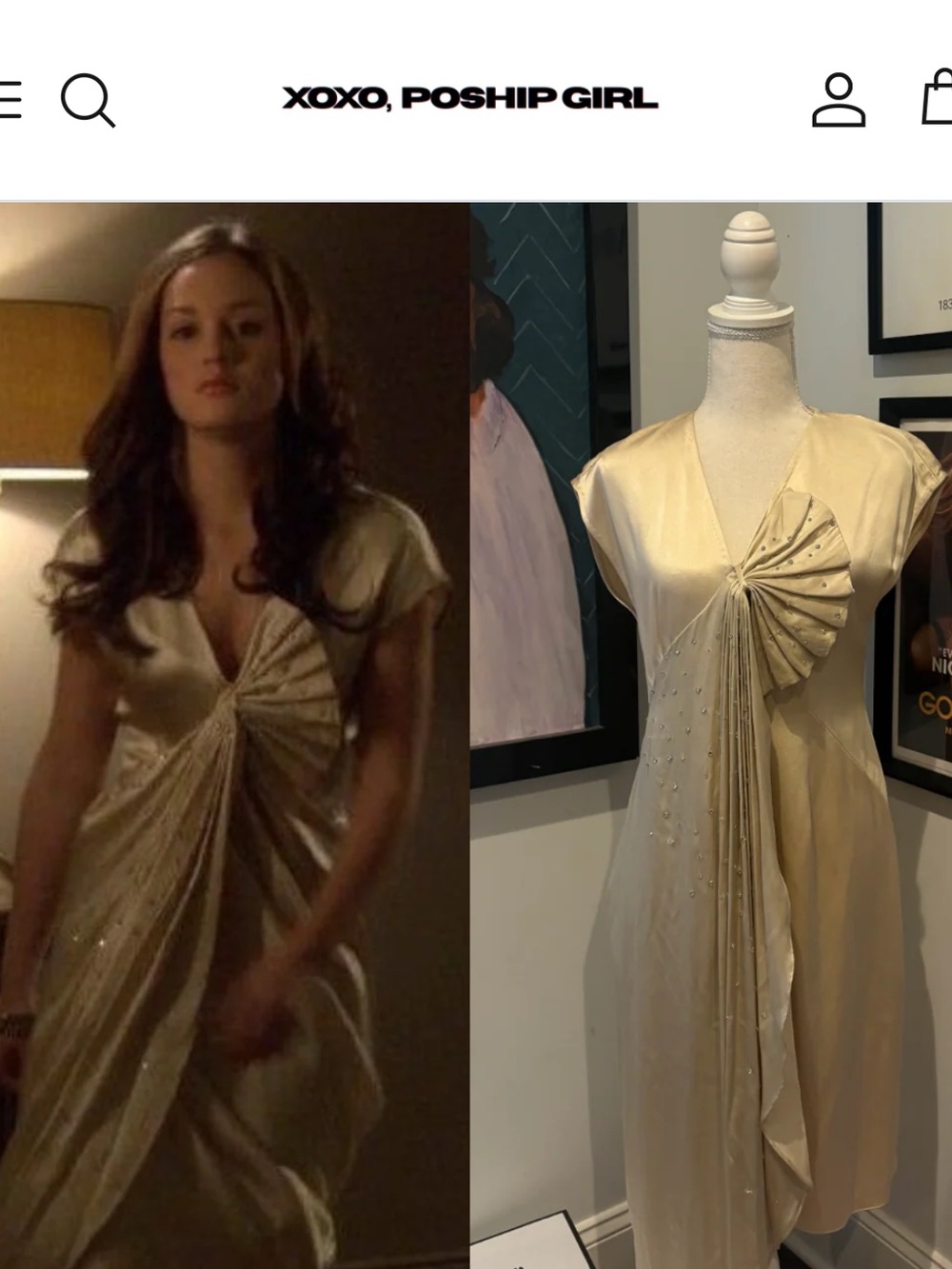 Blair Waldorf's 3.1 Phillip Lim Champagne/Tan Satin Dress, Gossip Girl size 2 - Picture 1 of 10